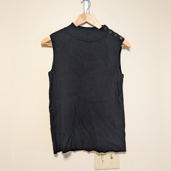 Talbots Ribbed Sleeveless Knit Top – Size M – Black - Picture 1 of 6